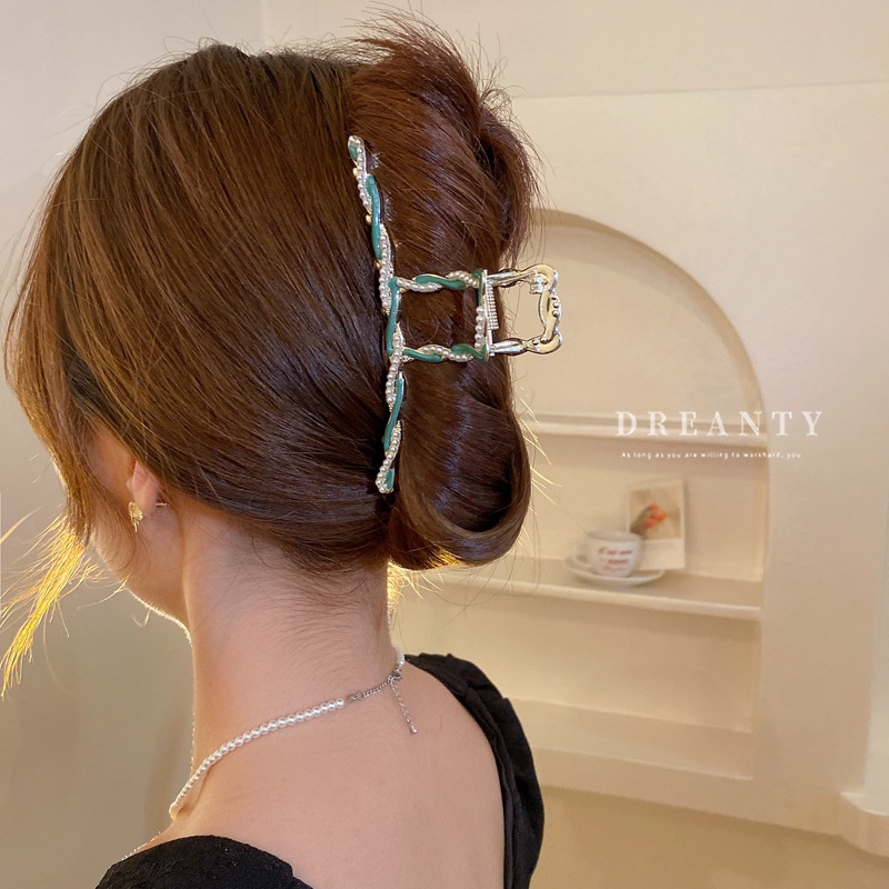 Kẹp Tóc Hình Cá Mập Đính Ngọc Trai Đơn Giản Độc Đáo Thời Trang Phong Cách Hàn Quốc