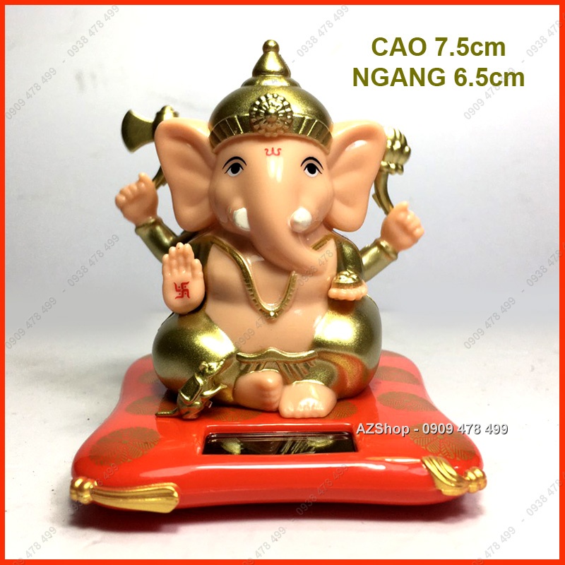 Tượng Thần Voi Ganesha May Mắn Năng Lượng Mặt Trời - Nhỏ 8cm