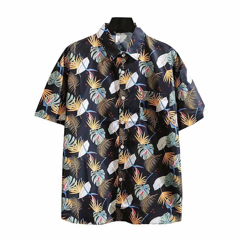 Set Áo Sơ Mi Ngắn Tay In Họa Tiết Hoa + Quần short Thời Trang Đi Biển Phong Cách Hawaii Cho Nam
