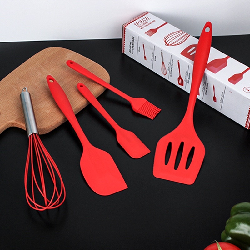 Bộ 5 phới chổi spatula silicon đỏ