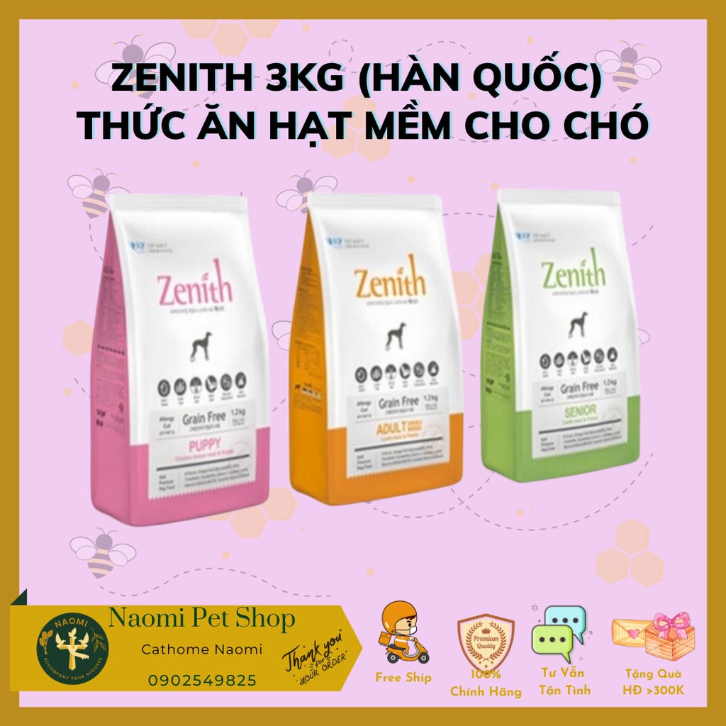 Zenith 3kg (Hàn quốc)  thức ăn hạt mềm cho chó