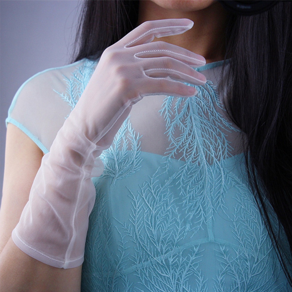 Bao tay đen dài 38cm phối lưới xuyên thấu nhiều màu thời trang cho nữ