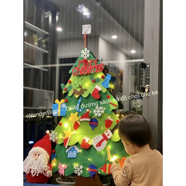 CÂY THÔNG NOEL vải dạ TẶNG KÈM ĐÈN NHÁY VÀ 32 PHỤ KIỆN Quà giáng sinh 2021 cho bé đồ trang trí noel
