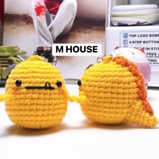 Móc khoá Khủng long béo ú - móc khoá len - Gấu bông len - móc khoá handmade
