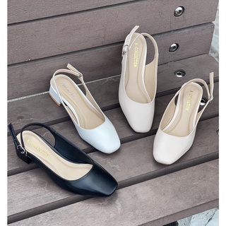Giày cao gót slingback mũi vuông gót vuông vững chắc - A1004