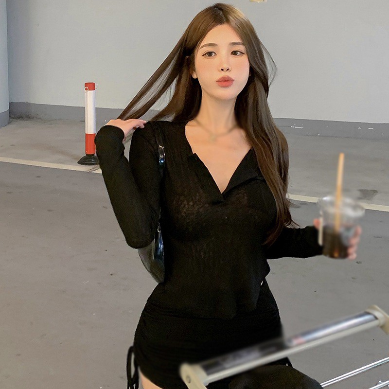 Áo Thun Tay Dài Dáng Ôm Vải Mỏng Thời Trang Mùa Hè Cho Nữ