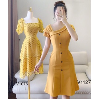 BÁN SỈ VÁY VÀNG LỆCH VAI