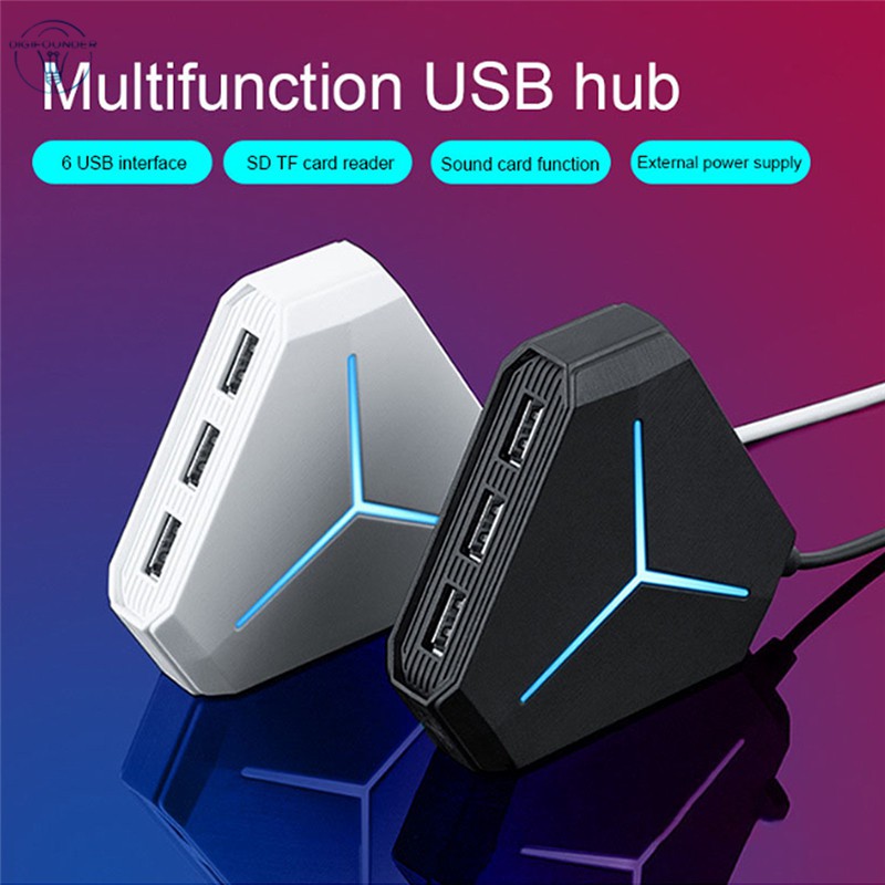Bộ chia cáp DG 6USB Hub 1 M tích hợp đầu đọc thẻ TF Micrô SD Micro AUX sạc nhanh USB 2.0 Hub