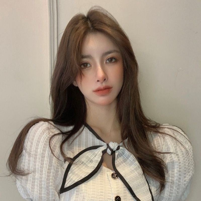 Áo sơ mi tay phồng cổ chữ v màu sắc thời trang phong cách Hàn Quốc cho nữ