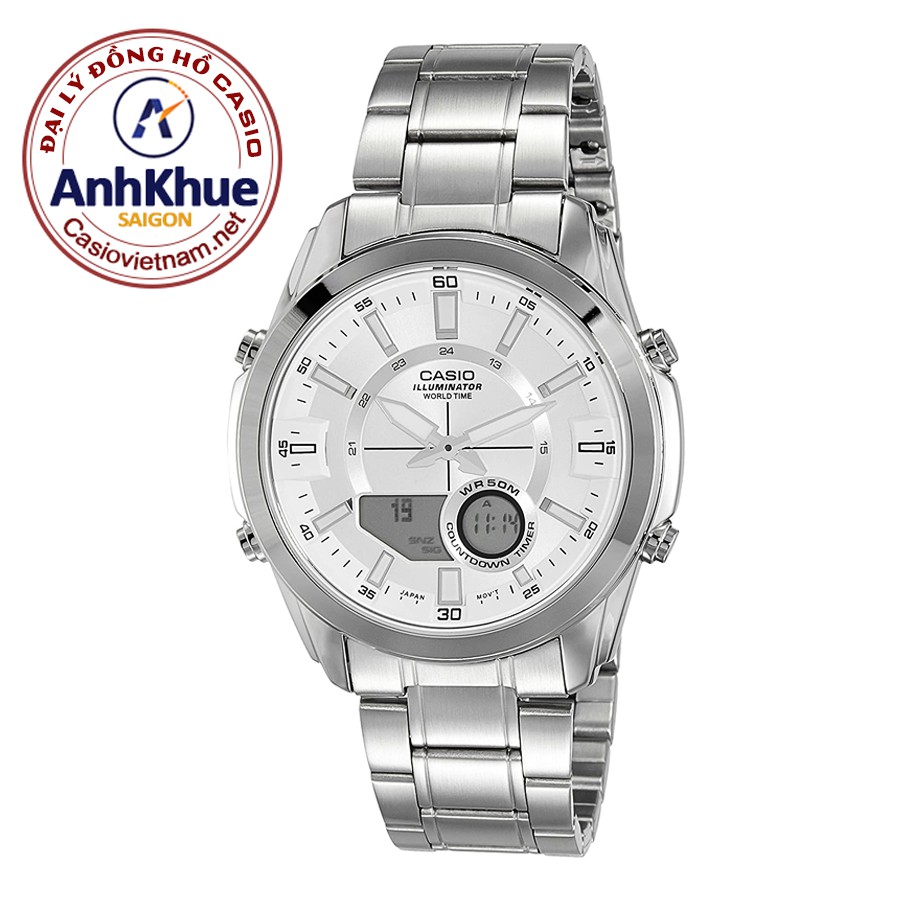 Đồng Hồ Nam Casio AMW-810D-7AV Giờ thế giới - Pin 10 năm
