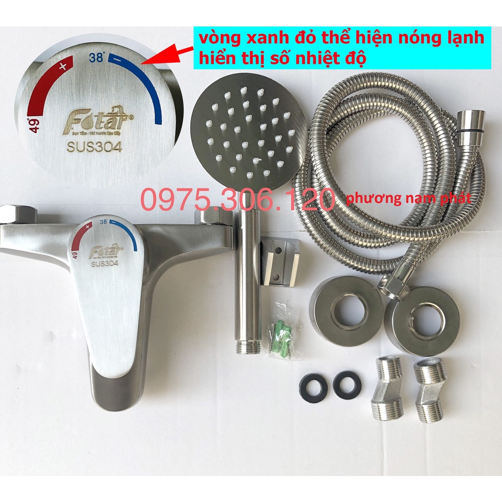 [HÀNG A1 có vòng xanh đỏ] Bộ Củ Sen Tắm NÓNG LẠNH và Tay Sen và Dây 100%  INOX 304 N2002 Fotar, lõi nước tốt hàng đẹp