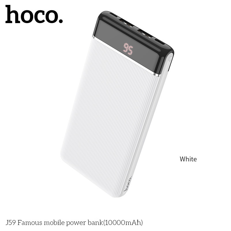 Pin sạc dự phòng Hoco J59 10000 mah, 2 cổng ra USB 2.0A, 3 cổng vào, màn hình led, tương thích nhiều thiết bị