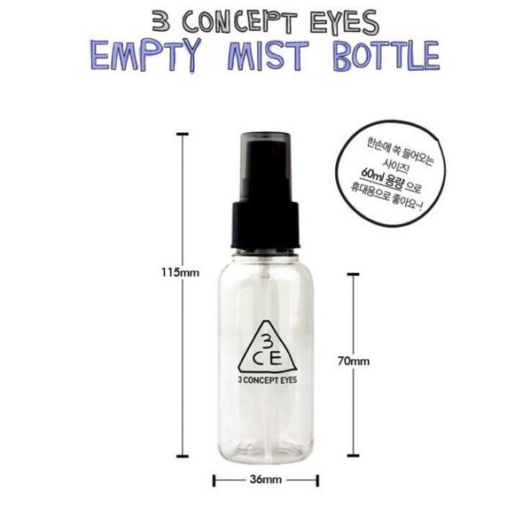 CHAI XỊT 3CE EMPTY MIST BOTTLE 60ml