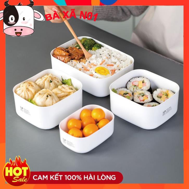 Hộp nhựa đựng thực phẩm - Set 4 hộp bảo quản thức ăn, Hộp trữ đông, Quay lò vi sóng