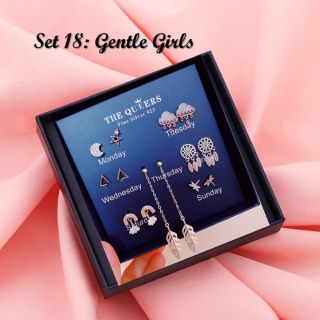 [Bạc 925] Khuyên tai/Bông tai bạc cao cấp - Set 18 Gentle Girl - 60k 1 đôi