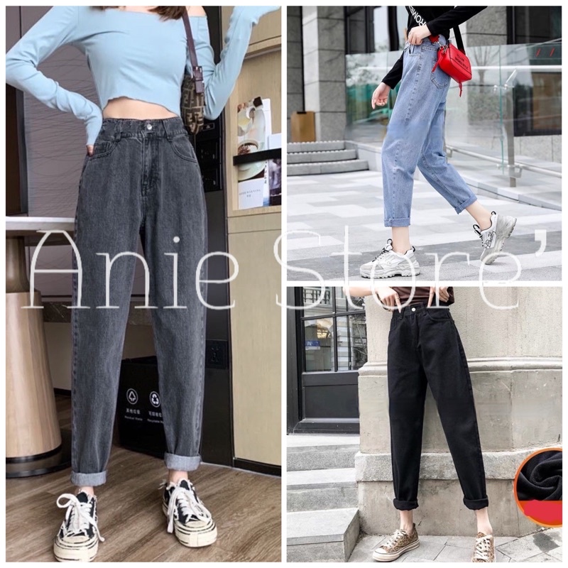 Quần Jean Baggy Nữ Dáng Lỡ 🦋 Quần Bò Nữ Cạp Cao Trơn 3 Màu 🦋