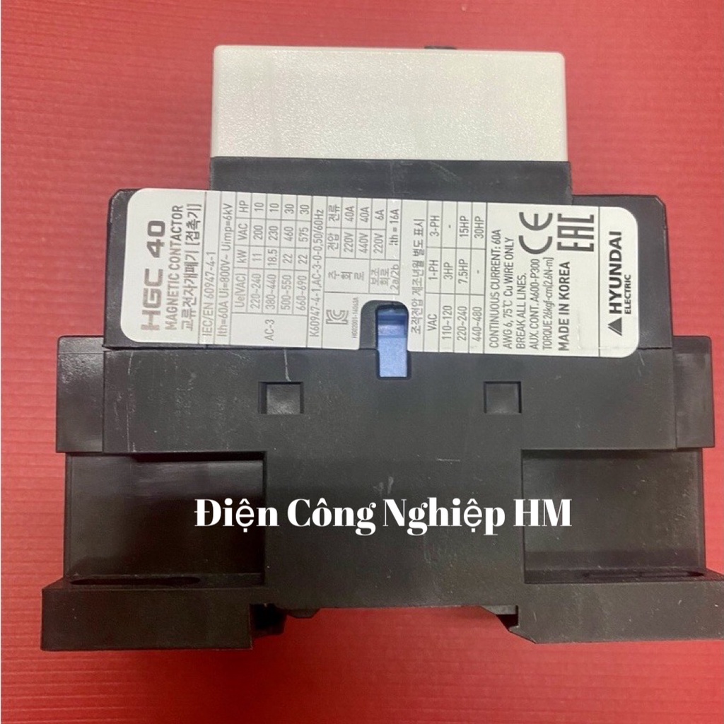 Contactor Khởi động từ 3 Pha Hyundai 32A, 40A - Hàng Chính Hãng, Hyundai 3P HGC-32/HGC-40