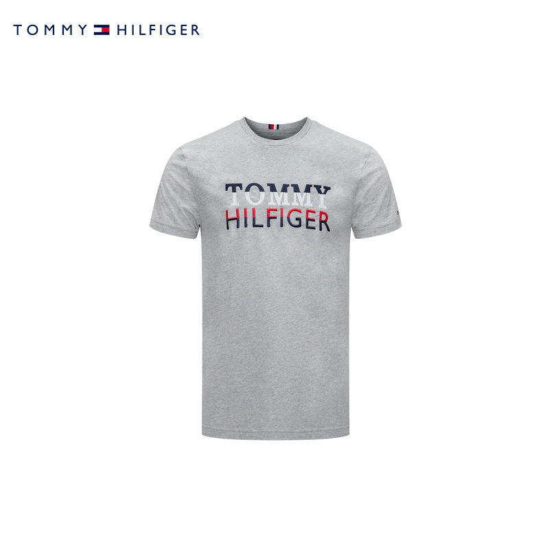 Áo Thun Cotton Cổ Tròn Ngắn Tay In Tommy Thời Trang Nam Cá Tính 0mw13336