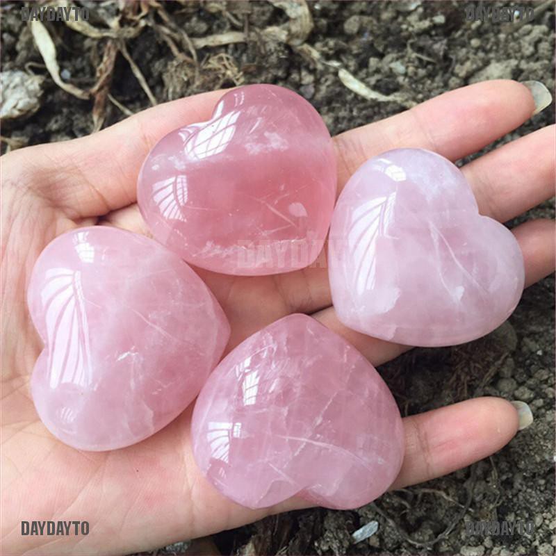 1 X Đá Thạch Anh Tự Nhiên Hình Trái Tim Màu Hồng