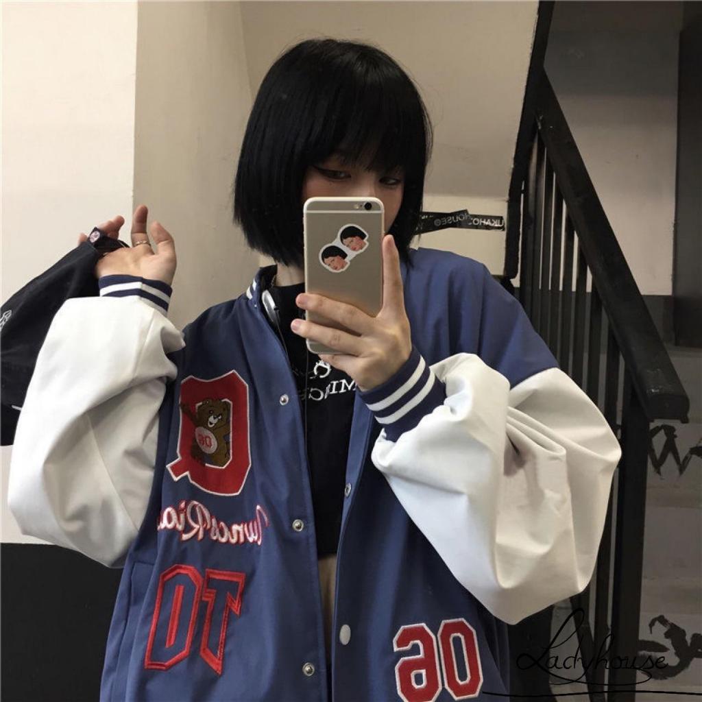 Áo Khoác Bomber Thêu Chữ Tay Dài Thời Trang Dành Cho Nữ