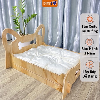 Giường cho chó mèo PETTO bằng gỗ DỄ THƯƠNG tai thỏ dễ dàng LẮP RÁP, di chuyển DT002