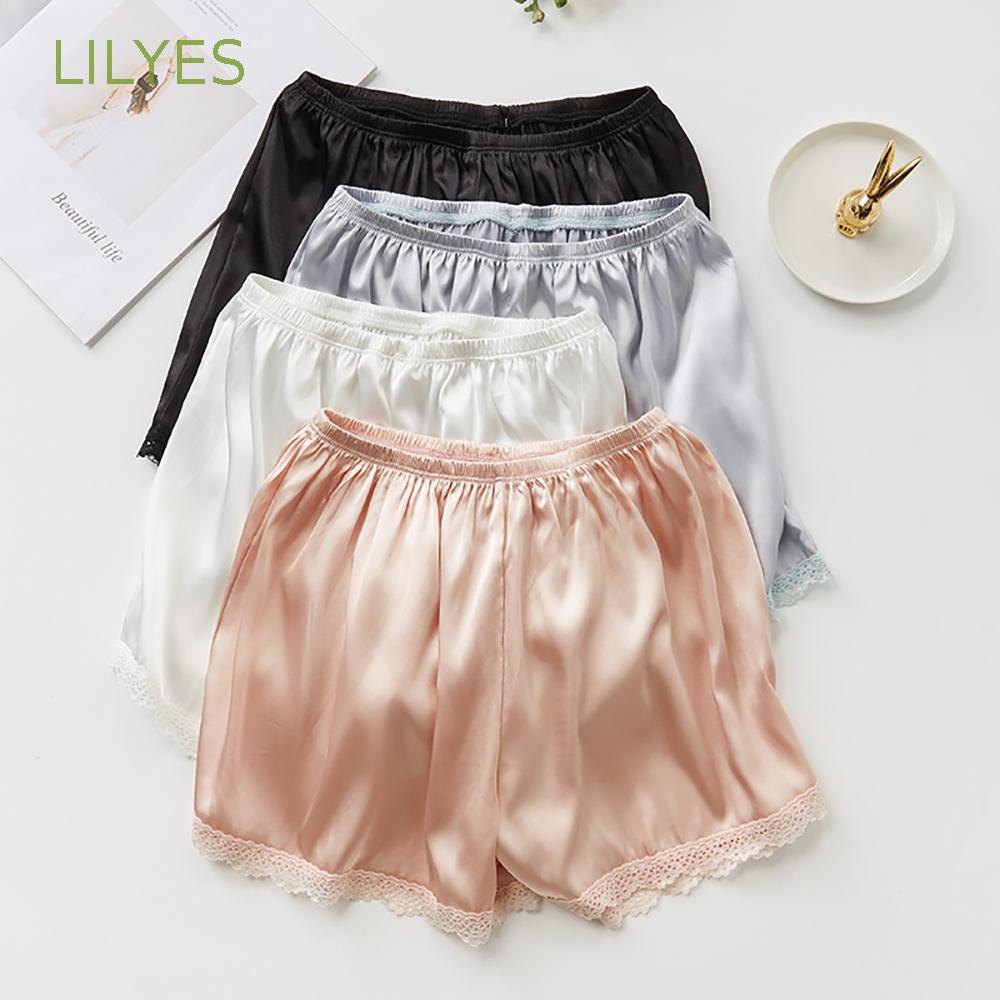 Lilyes Quần Lót Boxer Ngắn Lưng Thun Co Giãn Nhẹ Chống Lộ Viền Ren Nhiều Màu Sắc Thoải Mái Cho Nữ