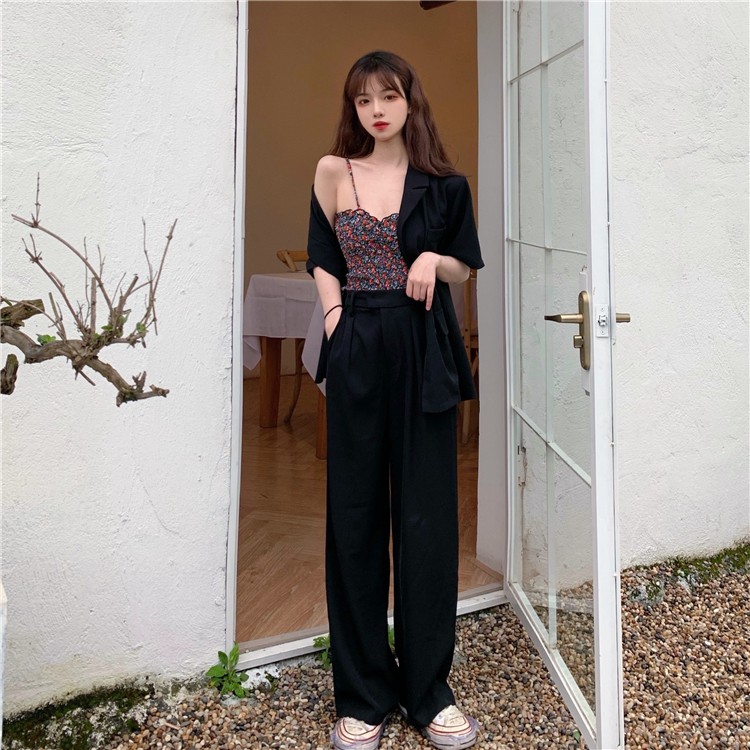 Áo hai dây sơ mi hoa nhí Emilyshop ulzzang