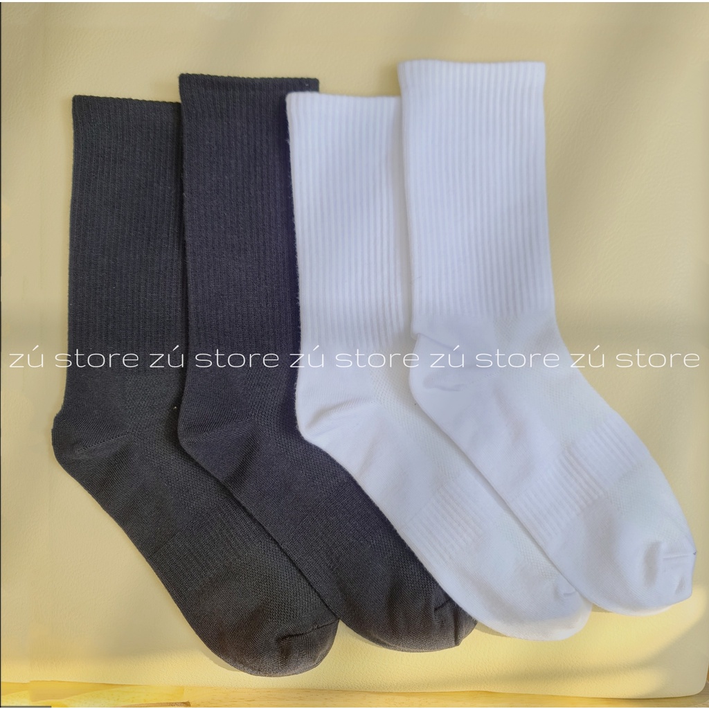 Tất unisex trắng đen giữa bắp chân tag i miss you