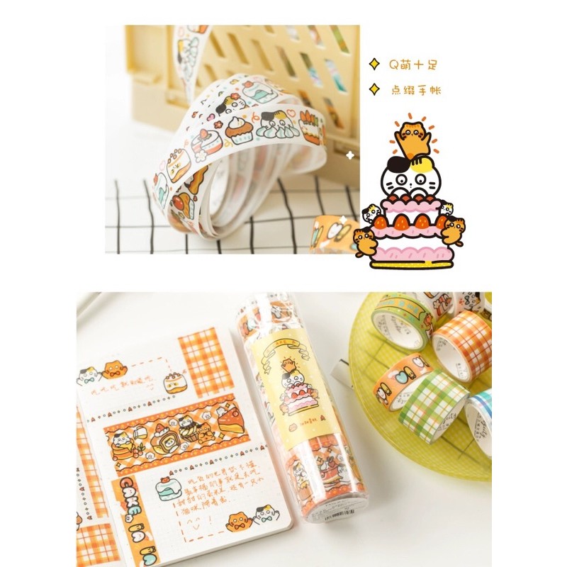 Washitape Set 7 cuộn dán hình mèo