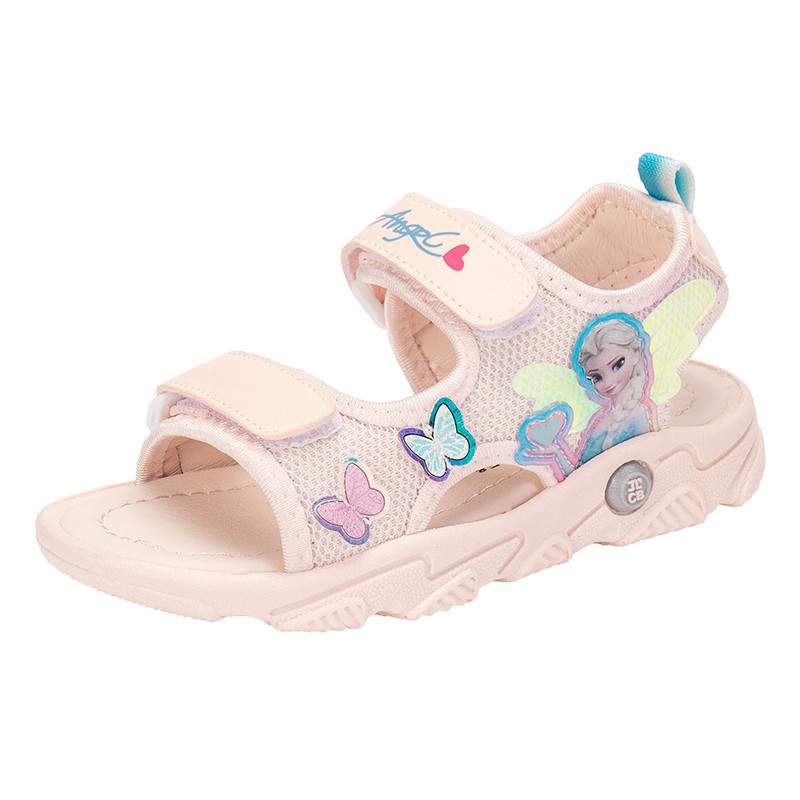 Giày sandal thoáng khí chống trượt họa tiết Frozen Elsa phong cách dạo biển dành cho bé