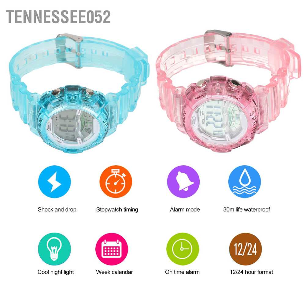 Hàng Sẵn Đồng hồ trẻ em điện tử không thấm nước Đồng hồ đeo tay ban đêm Giảm sức đề kháng cho trẻ em Đồng hồ điện tử đa năng chống nước dạ quang dành cho bé【Tennessee052】