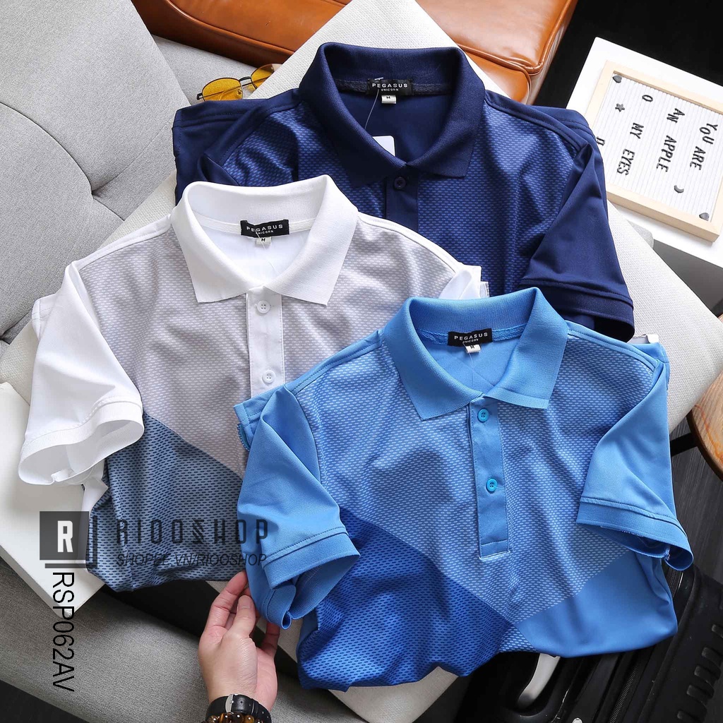 Áo phông nam có cổ cao cấp phối màu cực đẹp form rộng Pegasus RSP062AV - áo polo nam ngắn tay Riooshop | BigBuy360 - bigbuy360.vn