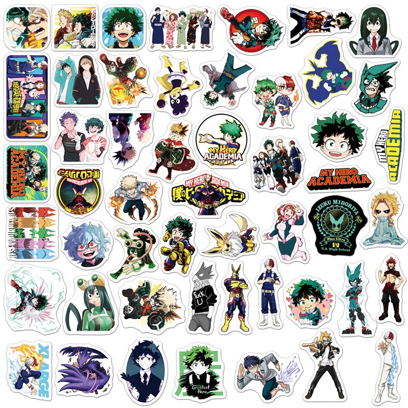 Set 100 Miếng Dán Trang Trí Laptop Phong Cách Hoạt Hình My Hero Academia