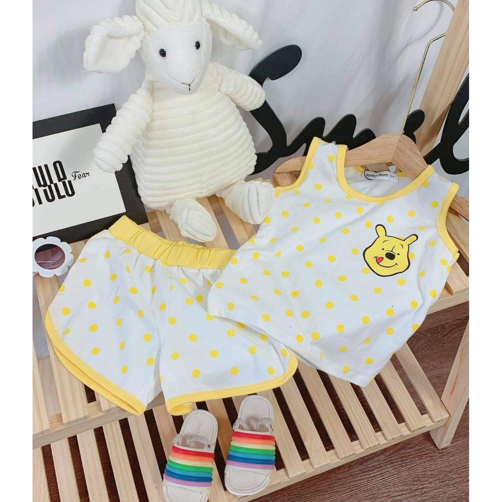 Lyvyshop - (Cotton SG chính phẩm) Bộ quần áo sát nách chấm bi cho bé gái siêu dễ thương từ 09-20kg