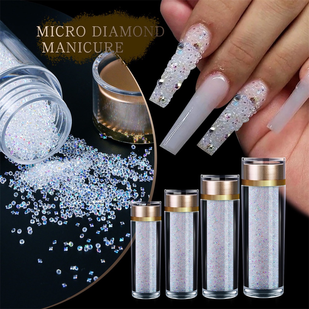 Chứng Khoán sẵn sàng Phụ Kiện Nail Nghệ Thuật Thủy Tinh Micro Hạt Hỗn Hợp Kim Cương Trong Suốt Micro Hạt COD