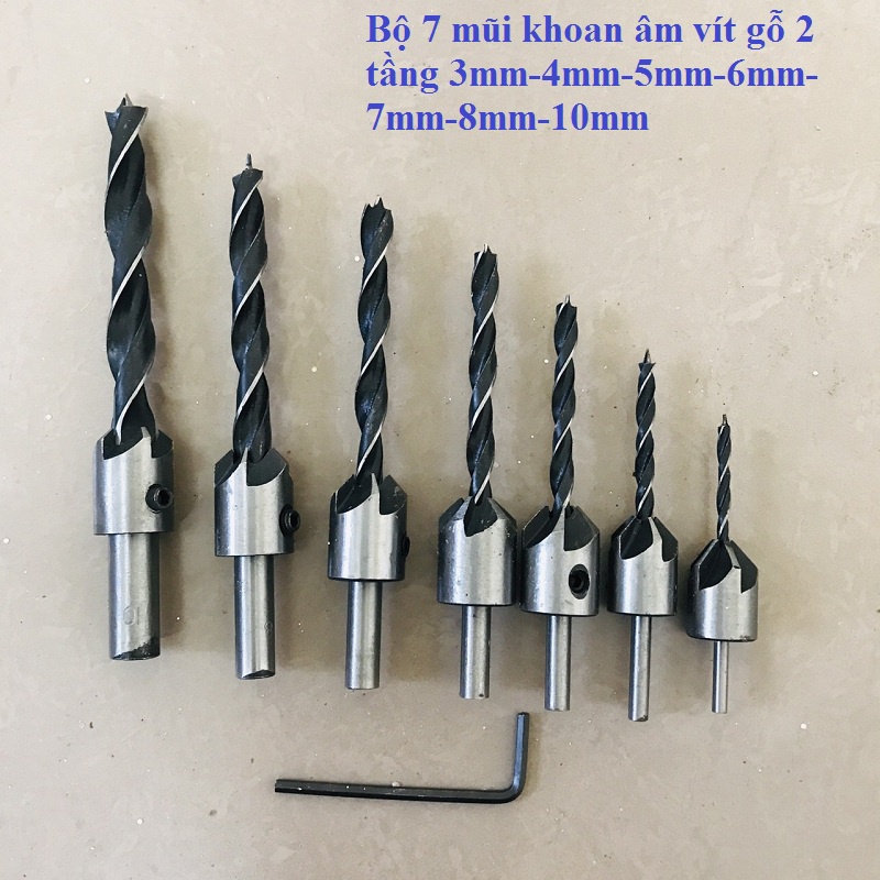 Bộ Mũi Khoan Bắt Vít Âm 7 mũi từ 3mm đến 10mm