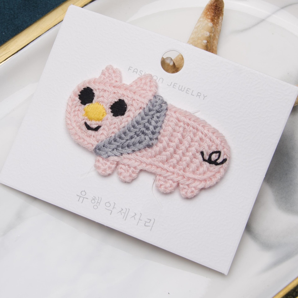 Kẹp Tóc Hình Thỏ / Chim Cánh Cụt / Heo Hoạt Hình Bằng Len Thời Trang Cho Bé Gái