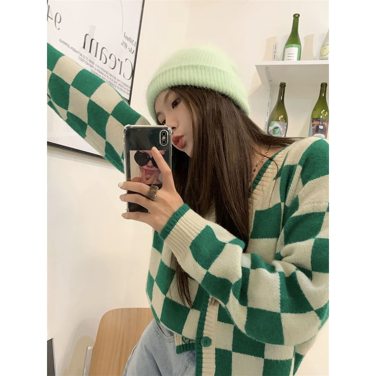 Áo Khoác cardigan Dệt Kim Tay Dài Cổ Chữ V Dáng Rộng Phong Cách Hàn Quốc Dành Cho Nữ