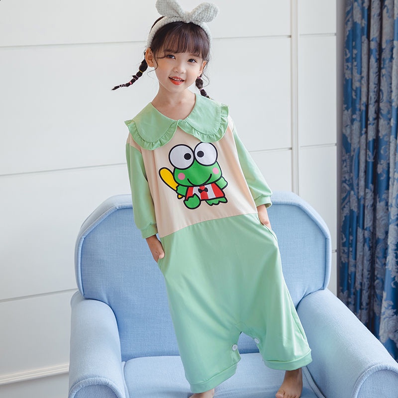 Đầm Ngủ Tay Dài Cổ Búp Bê In Họa Tiết Hoạt Hình Dễ Thương Cho Bé Gái