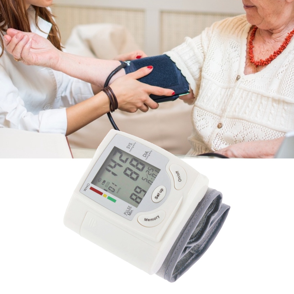 Máy đo huyết áp theo dõi nhịp tim kỹ thuật số tự động đeo tay vỏ bằng nhựa cho gia đình