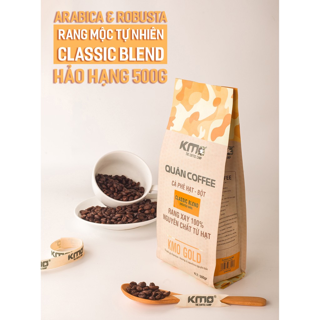 500g cà phê Arabica & Robusta rang mộc Hảo Hạng - Classic Blend - KMO QUÂN COFFEE
