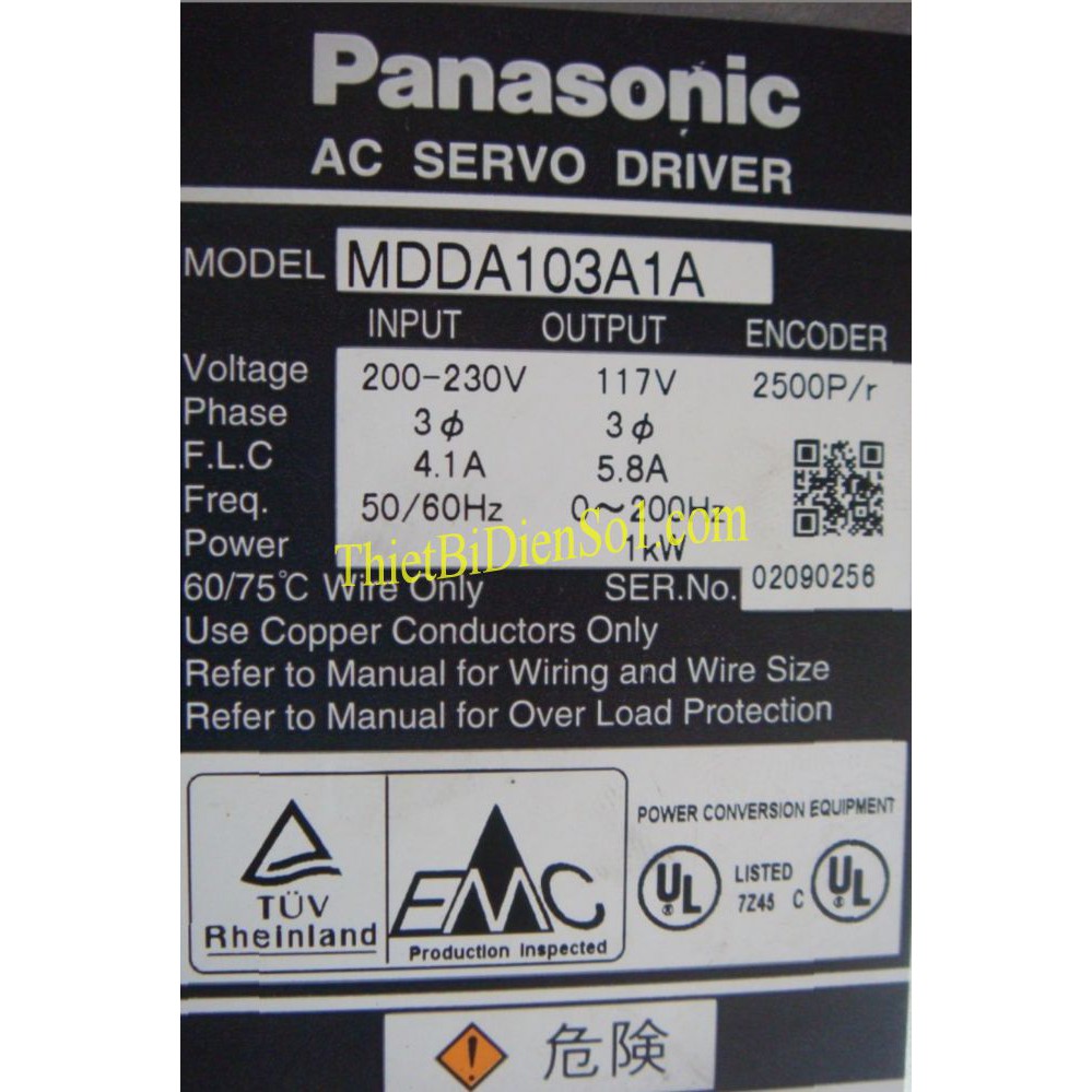 Bộ điều khiển servo Panasonic MDDA103A1A - Cty Thiết Bị Điện Số 1