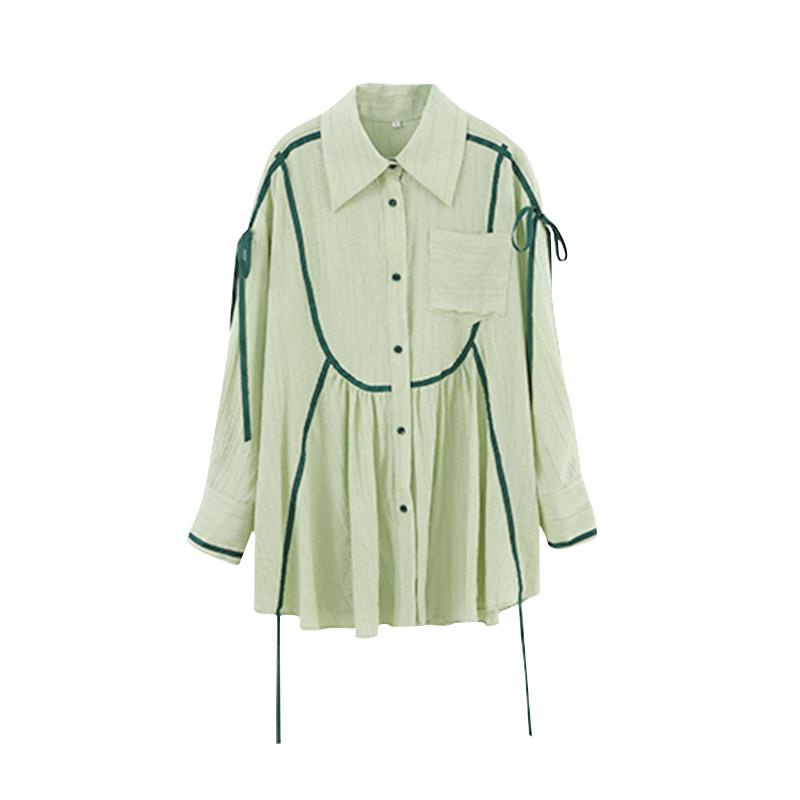 French Green Long Sleeve Dress