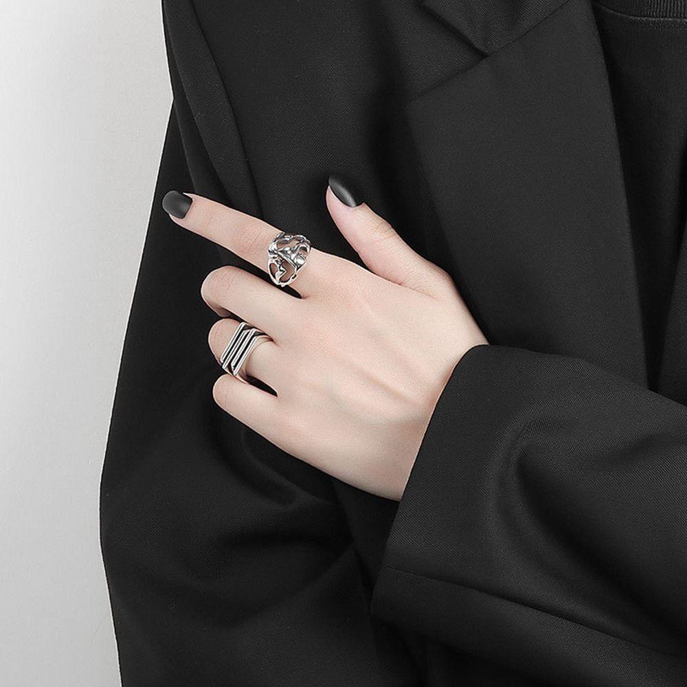 MOCHO Opening Ring Irregular Adjustable Twist Multilayer Ring Punk Style Simple Female Finger Ring