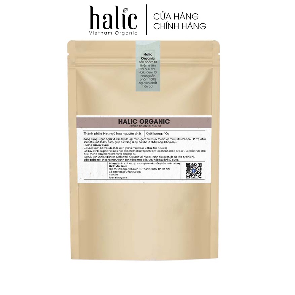 Hạt Ngũ Hoa đắp mặt nạ Halic Organic 40G nguyên chất giảm mụn, mờ thâm, dưỡng trắng da, làm dịu vết viêm