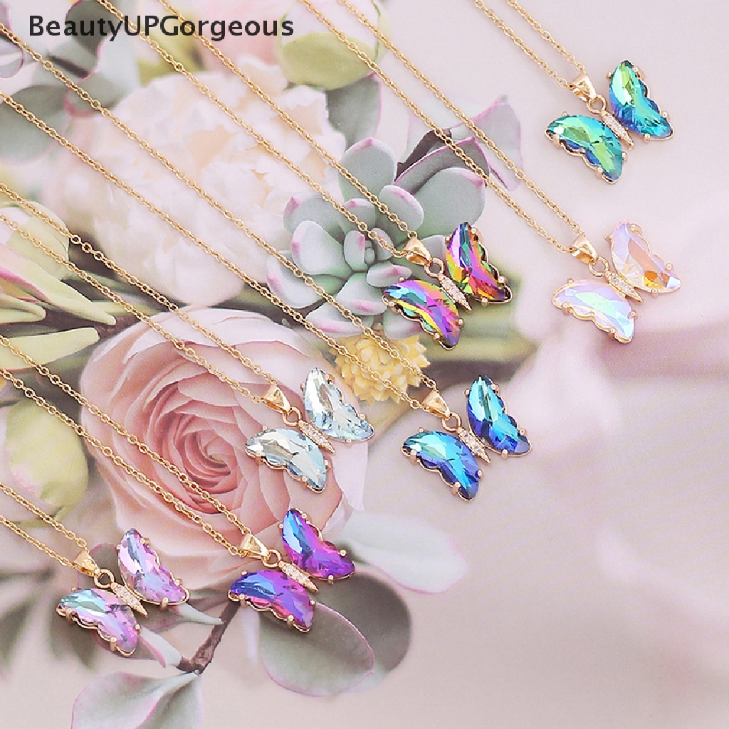 Vòng cổ Bằng Thép Không Gỉ Mặt Bướm Màu Gradient Thời Trang Dành Cho Nữ