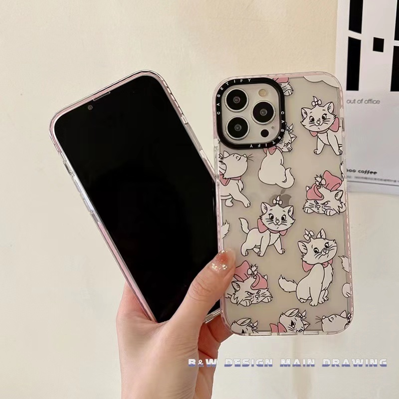 Ốp Điện Thoại Mềm Chống Sốc In Hình Mèo Marie Màu Hồng Dễ Thương Cho iPhone 14 13 12 11 Pro X XS Max XR 7 8 Plus