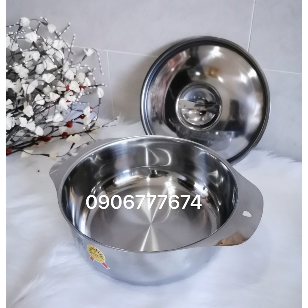 Nồi Lẩu Inox Nấu Điện Từ Quai Hình Lổ Tim 24cm