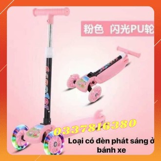 Xe Trượt 2 Bánh Có Đèn Phát Sáng -Xe Trượt Scooter Cho Bé 3 Bánh Xe Lớn Gấp Gọn