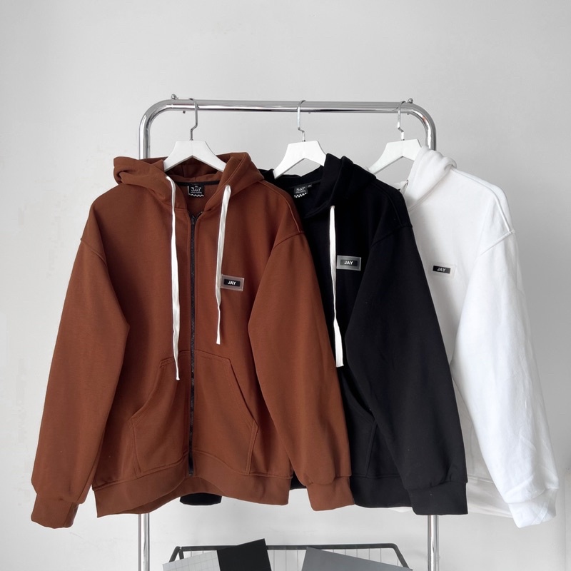 Áo Khoác Hoodie zip nỉ bông TAG JAY màu ĐEN/TRẮNG/NÂU/XANH LÁ 🖤 Nam nữ unisex 🖤 Áo Hoodie dây kéo form rộng Jaystoree